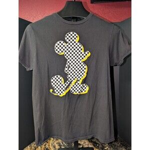 Disney Shirt Men's Medium Black Mickey Mouse Graphic Tee Crew Neck Short Sleeve